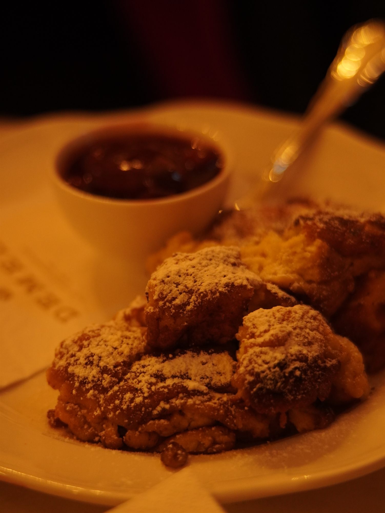 Fried pastries with dipping sauce