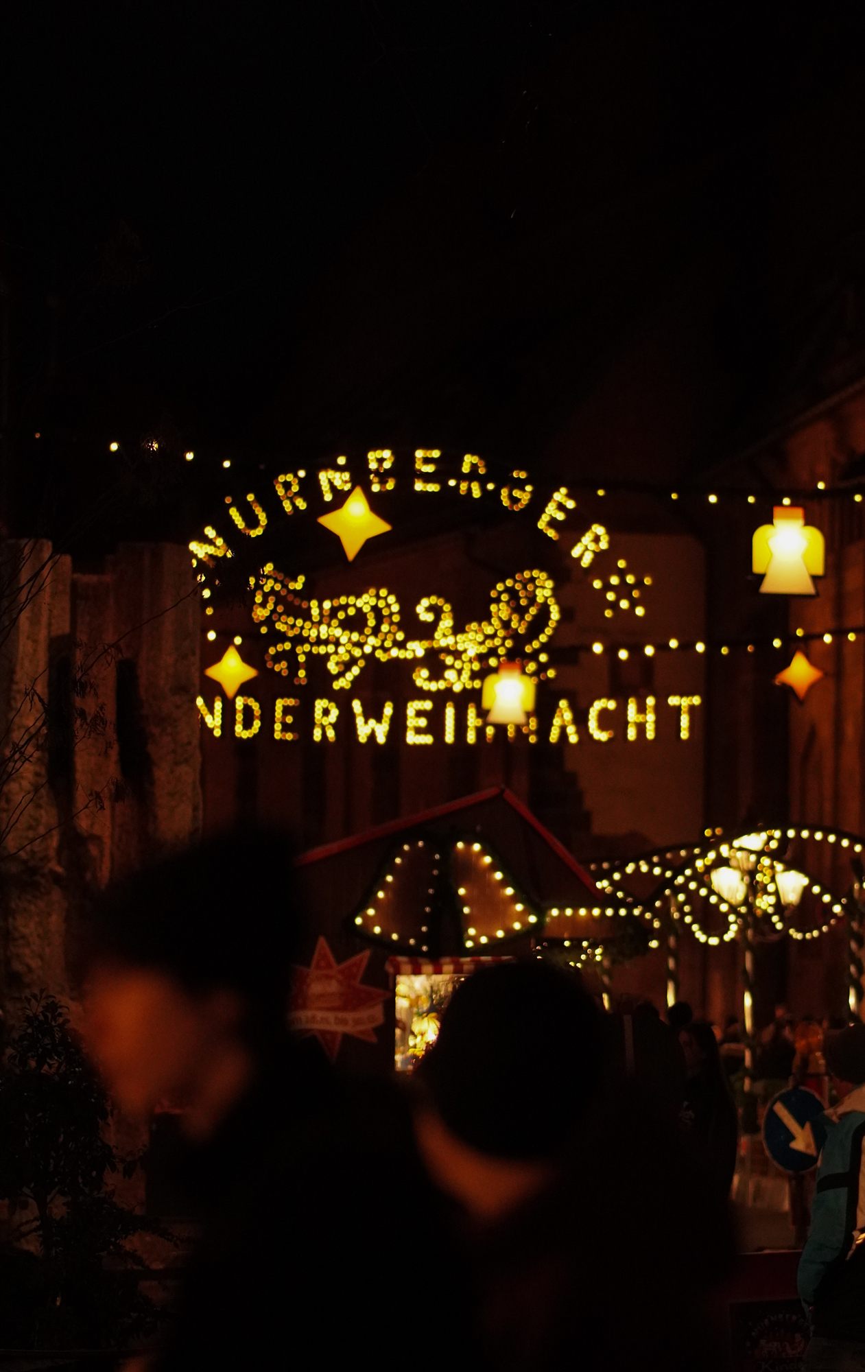Nuremberg Christkindlesmarkt sign at night