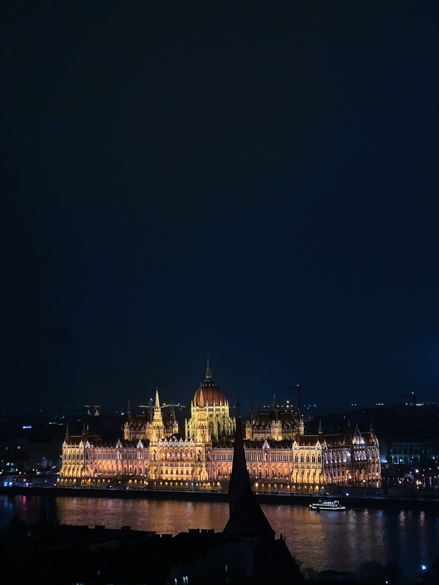 City skyline illuminated at night